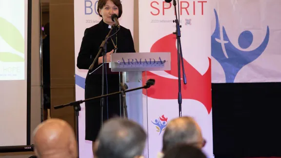 The General Secretary of the LWF, Rev. Dr. Anne Burghardt, presenting the Assembly theme during the Asia Pre-Assembly. Photo: LWF/Jotham Lee