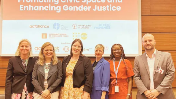 Participants in the panel on protecting civic space, enhancing gender justice. Photo: LWF/E. Wolf