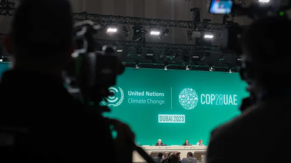 A World Leaders Summit plenary session is underway in the first week of the United Nations Conference of the Parties (COP) in Dubai 2023 (COP28). Photo: LWF/A. Hillert