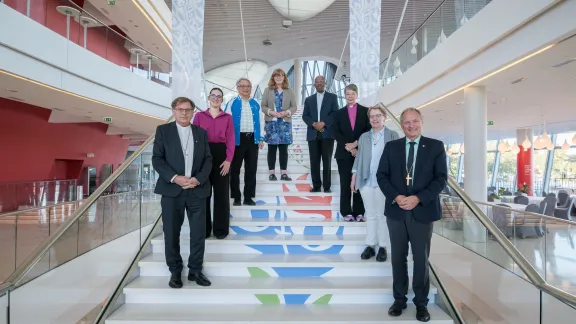 LWF President and vice presidents pictured at the first meeting of the LWF Council following the LWF Thirteenth Assembly, held in Krakow, Poland on 13-19 September 2023 under the theme of ’One Body, One Spirit, One Hope’. Photo: LWF/Albin Hillert