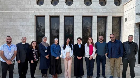 Due to the difficulties with air traffic following the drone attack from Iran, the general Secretary had to return via Jordan which gave her the possibility to visit the Jordan country program, and hear about their work with Syrian refugees – people who are increasingly forgotten about. She also visited the Good Shepherd congregation of ELCJHL and its pastor Imad Haddad. Photo: LWF/ C. Tveoy 