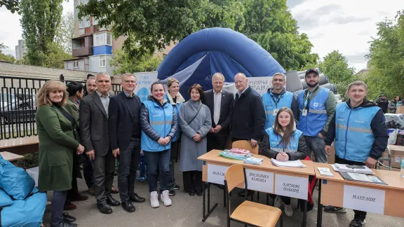 LWF delegation at IDP reception center Kharkiv