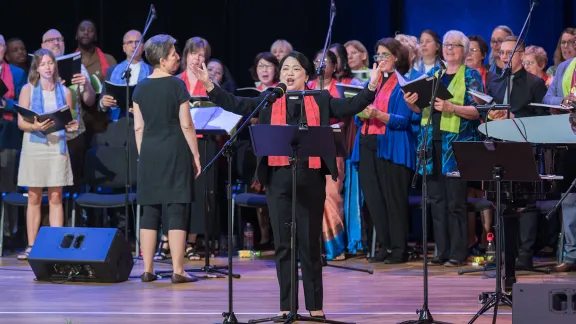 Opening worship is celebrated at the Lutheran World Federation (LWF) Thirteenth Assembly, held in Krakow, Poland on 13-19 September 2023 under the theme of ’One Body, One Spirit, One Hope’. Photo: LWF/Albin Hillert