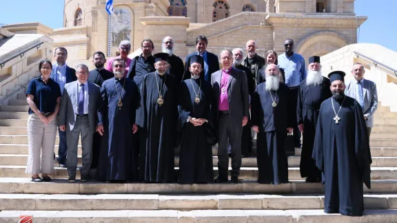       Mitglieder der Internationalen Gemeinsamen lutherisch-orthodoxen Kommission vor dem Patriarchal-Kloster St. Georg in der Altstadt von Kairo, Ägypten. Foto: George Adib 