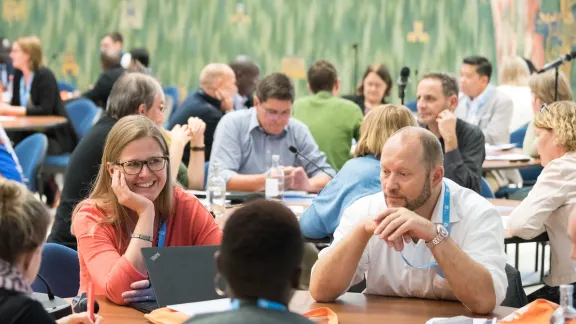 Leadership staff from Lutheran World Federation World Service country programs are meeting with the Communion Office colleagues in Geneva, May 2019. Photo: LWF/Albin Hillert