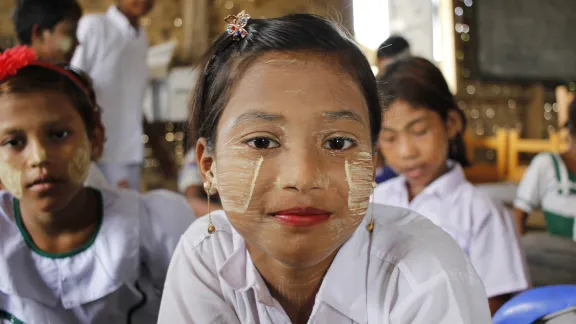 In Myanmar where LWF’s humanitarian intervention began in 2008, the LWF is the main coordinating agency for eight camps sheltering internally displaced people from the Rohingya community and from the local population in Rhakine state. The services provided include education in 90 schools and 20 child friendly spaces. Photo: LWF Myanmar/Isaac Kyaw Htun Hla