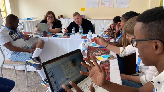 The LWF scholarship program opens up new opportunities for those studying to contribute to the Lutheran communion. In this photo: participants in the 2022 Peace Messengers training in Kigali, Rwanda, included an LWF scholarship holder as a resource person. Photo: LWF/S. Sullivan