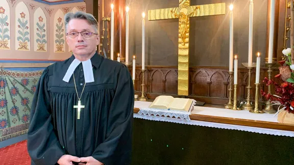 Bishop Novak in his church in Murska Sobota. Photo: ECACS