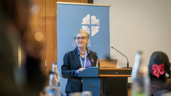 Rev. Dr Marcia Blasi, LWF Program Executive for Gender Justice and Women's Empowerment, welcomes participants at the opening of the Gender Justice Consultation