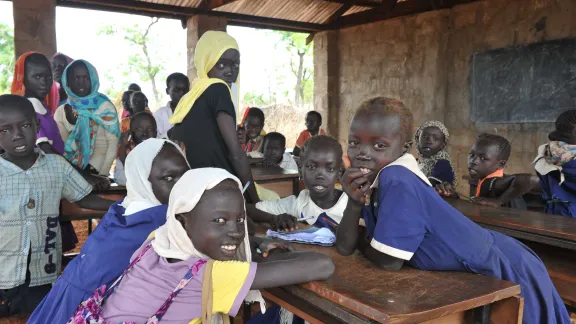 LWF works with refugees and host communities in Maban, South Sudan providing education and raising awareness about the risks of early marriage for girls like these students in Kaya refugee camp. Photo:LWF/C. Kästner-Meyer