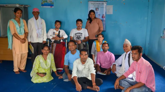 With other advocates of the municipal disability committee, in the center that he helped create. Photo: LWF/ D. Lamsal