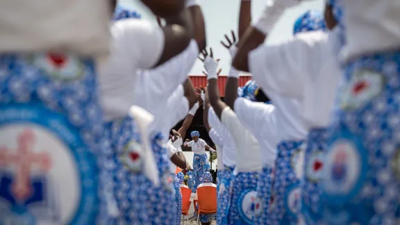 19 February 2025, Demsa, Adamawa State, Nigeria: Women's choir performs as people gather for the 100th annual convention of the Lutheran Church of Christ in Nigeria.