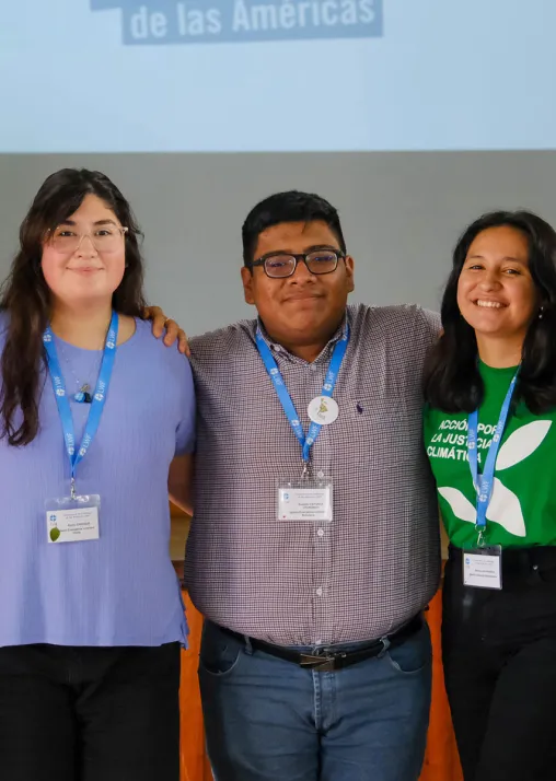 The coordinators of the youth networks of the Americas are (from left) Daniel Kirschbaum (Evangelical Lutheran Church in America - ELCA), Rocío Cheuque (United Evangelical Lutheran Church, Argentina - IELU), Rodolfo Catunta Uturunco (Bolivian Evangelical Lutheran Church - IELB), Belinda Colindres Matamoros (Christian Lutheran Church of Honduras - ICLH), and Ken Salgado Rojas (The Nicaraguan Lutheran Church of Faith and Hope - ILFE). Photo: LWF/Gabriela Giese