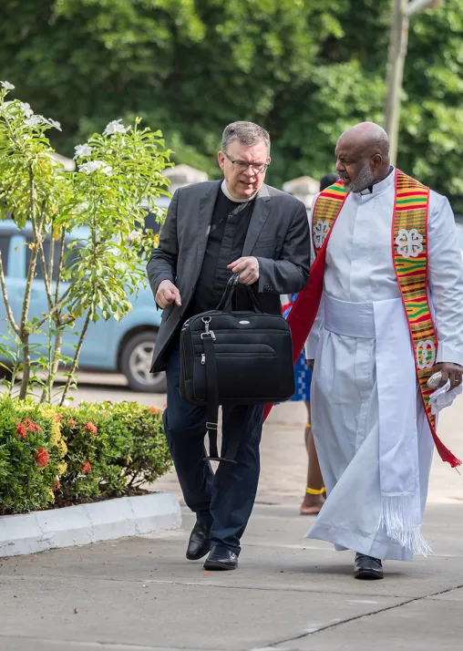 Prof. Dirk Lange with the Secretary of the Global Christian Forum, Rev. Dr Casely Essamuah. Photo: A. Hillert