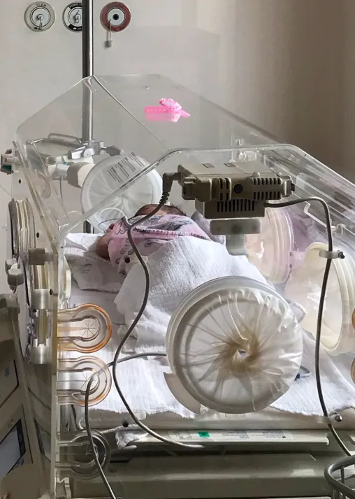 The baby was placed in an incubator and later transferred to a children’s hospital